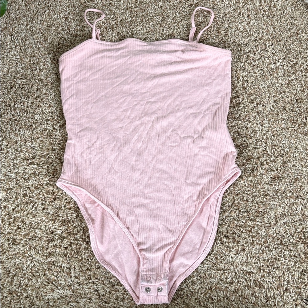 Old Navy size M tall ribbed light pink body suit with adjustable straps VGUC - Picture 1 of 5